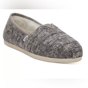 ✨Toms Cozy Alpargata 3.0 Slip-On Flats - Cement Chunky Cable Knit✨ NIB